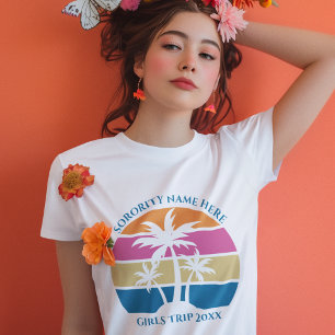 Schattige Strand Sunset Palmbomen Meisjes Trip Vro Tri-Blend Shirt