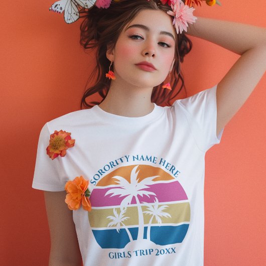 Schattige Strand Sunset Palmbomen Meisjes Trip Vro Tri-Blend Shirt