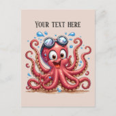 Schattige strand tekst toevoegen Zomeroctopus Briefkaart (Voorkant)
