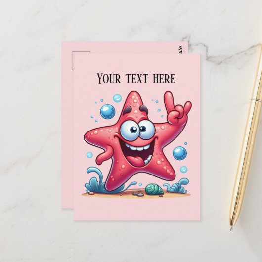 Schattige strand tekst toevoegen Zomerzeester Briefkaart (Voorkant / Achterkant in situ)