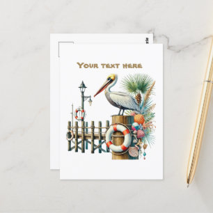 Schattige strand Tekstvogel toevoegen Briefkaart
