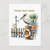 Schattige strand Tekstvogel toevoegen Briefkaart (Voorkant)