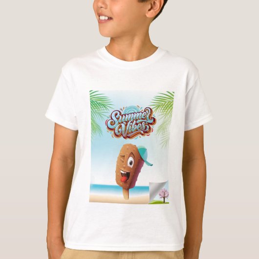 Schattige Strand Vakantie ijsje Custom Kinder zome T-shirt (Voorkant)