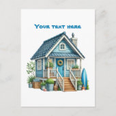 Schattige strand Voeg tekst Beach House Briefkaart (Voorkant)