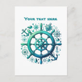 Schattige strand Voeg tekst toe Schepen Wheel Briefkaart (Voorkant)
