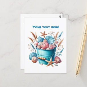 Schattige strand Voeg tekst toe Strand schelpen Briefkaart