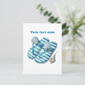 Schattige strand Voeg tekst toe Strand teenslipper Briefkaart (Staand voorkant)