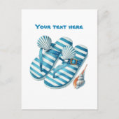 Schattige strand Voeg tekst toe Strand teenslipper Briefkaart (Voorkant)