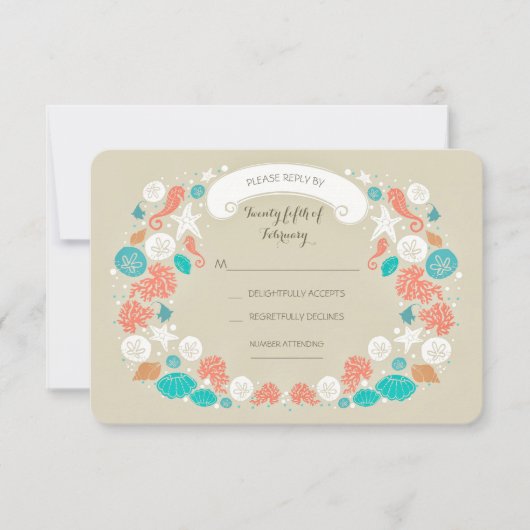 Schattige Strand Wedding RSVP kaarten Kaartje (Voorkant)