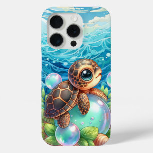 Schattige strand zee schildpad iPhone 15 pro case