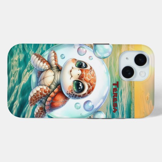 Schattige strand zee schildpad Case-Mate iPhone case (Achterkant (horizontaal))