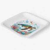 Schattige strand zee schildpad feest papieren bordje (Gebogen)