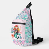 Schattige strand zeemeermin Naam toevoegen Meisjes Sling Bag (Rechterhoek)