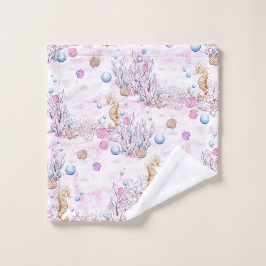 Schattige strand zeepaardje en bubbels handdoek se (Wasdoekje)