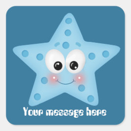 Schattige strand zeesterren bericht toevoegen stic vierkante sticker