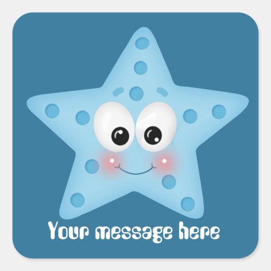 Schattige strand zeesterren bericht toevoegen stic vierkante sticker (Voorkant)