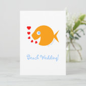 Schattige Strand Zwembad Bestemming Bruiloft Opsla Save The Date (Staand voorkant)