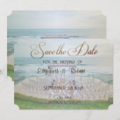 Schattige strandbruiloft, bloemige 'Save The Date' Save The Date (Voorkant / Achterkant)