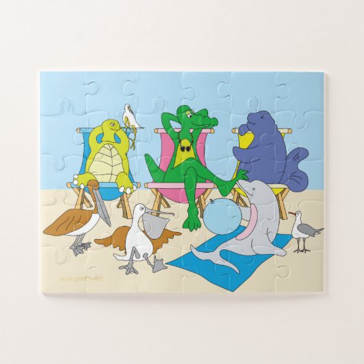 Schattige stranddieren puzzel legpuzzel (Horizontaal)