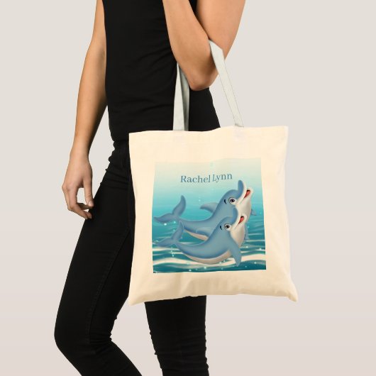 schattige stranddolfijnliefhebbers noemen Canvas t Tote Bag (Voorkant (product))