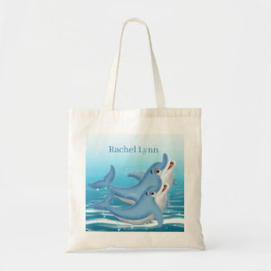 schattige stranddolfijnliefhebbers noemen Canvas t Tote Bag