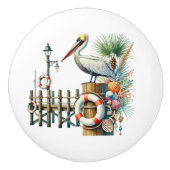 Schattige strandhuis Pelican Keramische Knop (Voorkant)