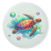 Schattige strandhuis zee schildpad keramische knop (Voorkant)