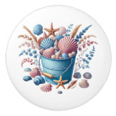 Schattige strandhuis zeeschelpen keramische knop (Voorkant)