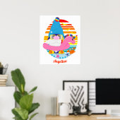 Schattige strandkabouter met eenhoorn opblaasbaar poster (Thuiskantoor)