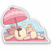 Schattige strandkonijn in roze sticker (Voorkant)