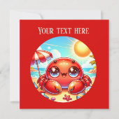 Schattige strandkrab feest kaart (Voorkant)