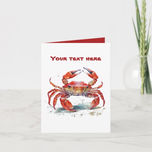Schattige strandkrab voeg tekst toe kaart (Voorkant)