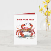 Schattige strandkrab voeg tekst toe kaart (Gele Bloem)