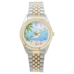 schattige strandmeeuw houdt van vrouwen horloge