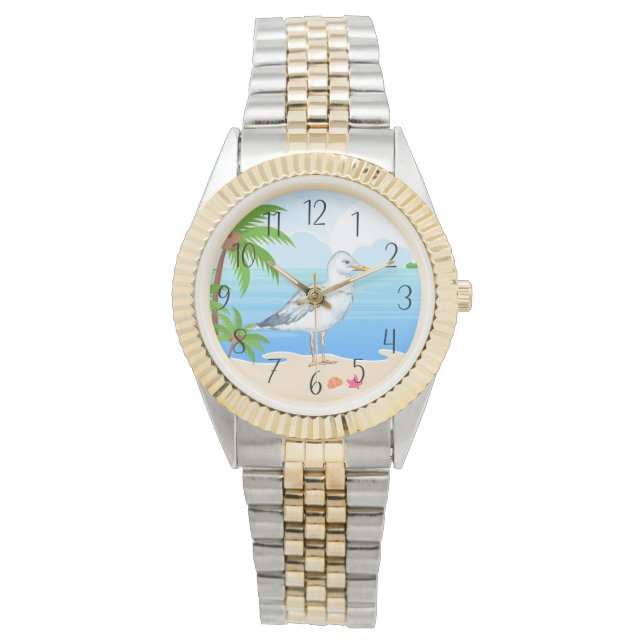 schattige strandmeeuw houdt van vrouwen horloge (Voorkant)