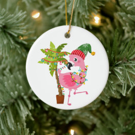 schattige strandroze flamingo voegt sentiment toe keramisch ornament