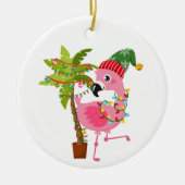schattige strandroze flamingo voegt sentiment toe keramisch ornament (Voorkant)