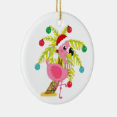 schattige strandroze flamingo voegt sentiment toe keramisch ornament (Rechts)