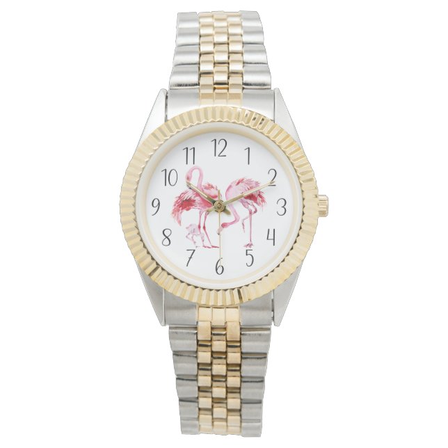schattige strandroze vlamingvrouwen horloge (Voorkant)