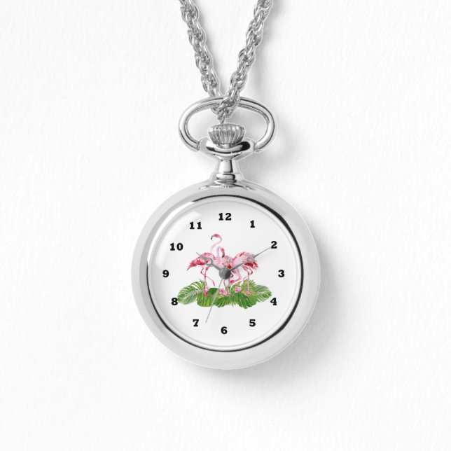 schattige strandroze vlamingvrouwen horloge (Voorkant)
