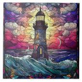 schattige strandvuurtoren tegeltje (Voorkant)