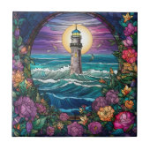 schattige strandvuurtoren tegeltje (Voorkant)