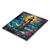 schattige strandvuurtoren tegeltje (Zijkant)