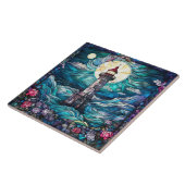 schattige strandvuurtoren tegeltje (Zijkant)