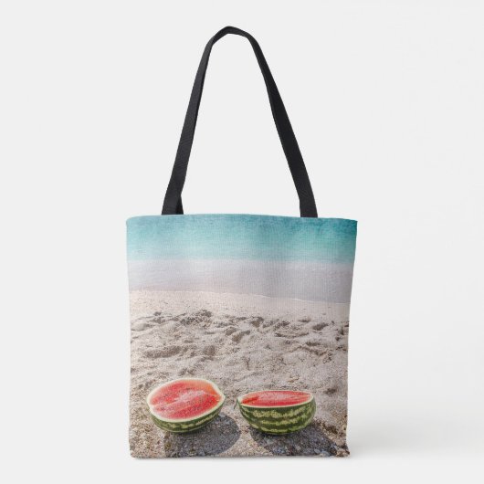 Schattige strandwatermeloen - Persoonlijk Tote Bag (Achterkant)