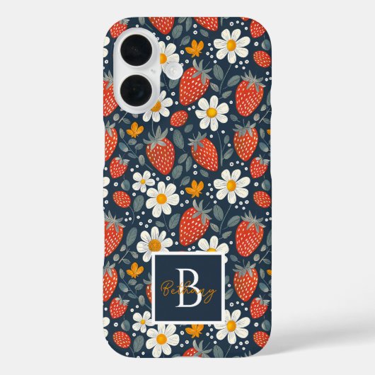 Schattige Strawberry Design met aangepaste naam Case-Mate iPhone Case (Achterkant)
