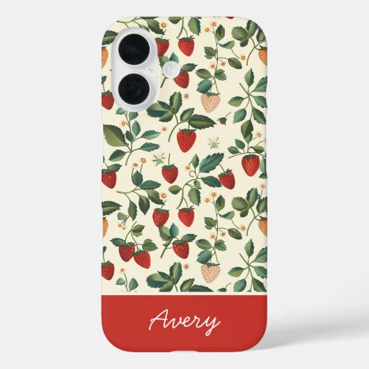 Schattige Strawberry Design met aangepaste naam Case-Mate iPhone Case (Achterkant)