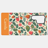 Schattige Strawberry Design met aangepaste naam Samsung Galaxy Hoesje (Achterkant horizontaal)