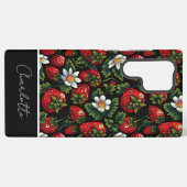 Schattige Strawberry Design met aangepaste naam Samsung Galaxy Hoesje (Achterkant horizontaal)