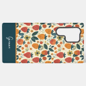 Schattige Strawberry Design met aangepaste naam Samsung Galaxy Hoesje (Achterkant horizontaal)